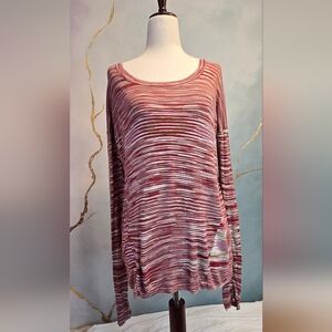 Kensie Soft Knit Multicolor Striped Long Sleeve Top M